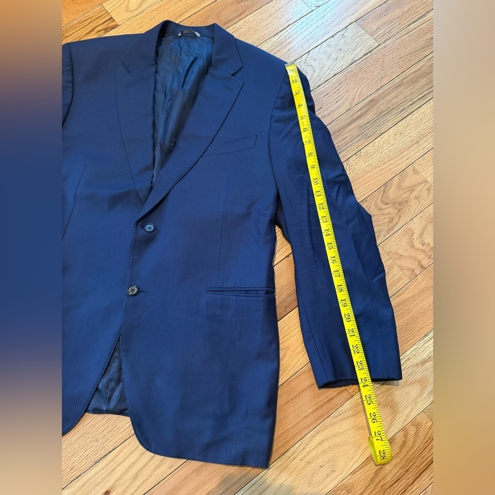 CANALI Travel + Water Resistant Navy Blue Striped Wool Sport Coat Men’s Size 46R - Picture 12 of 15